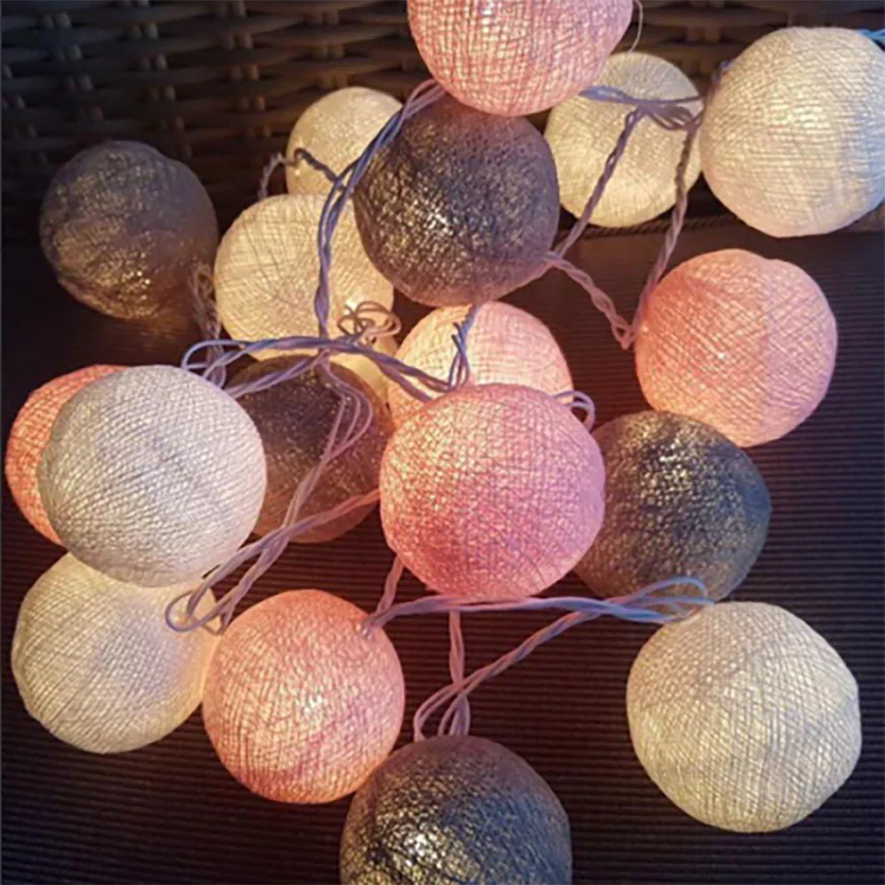 Cotton Ball String Lights with Soft Woven Globes for Bedroom, Living Room & Party Decor – USB or Battery Powered Fairy Lights | Thomler