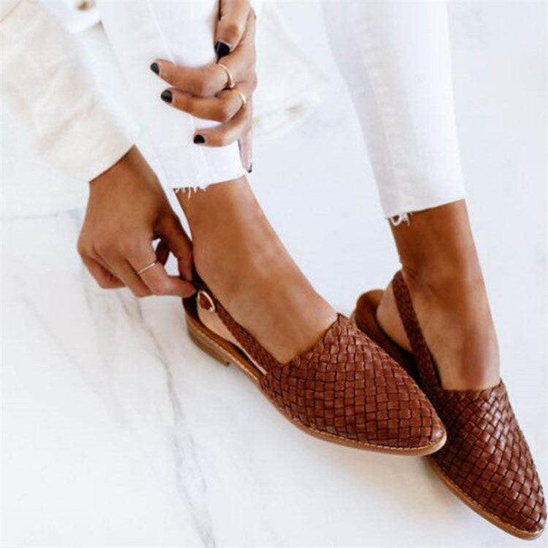 Geweven slingback sandalen, lage sleehak, gevoerd voetbed, instapschoenen voor dames, zomerschoenen, dagelijks comfort, flexibele zool | Thomler