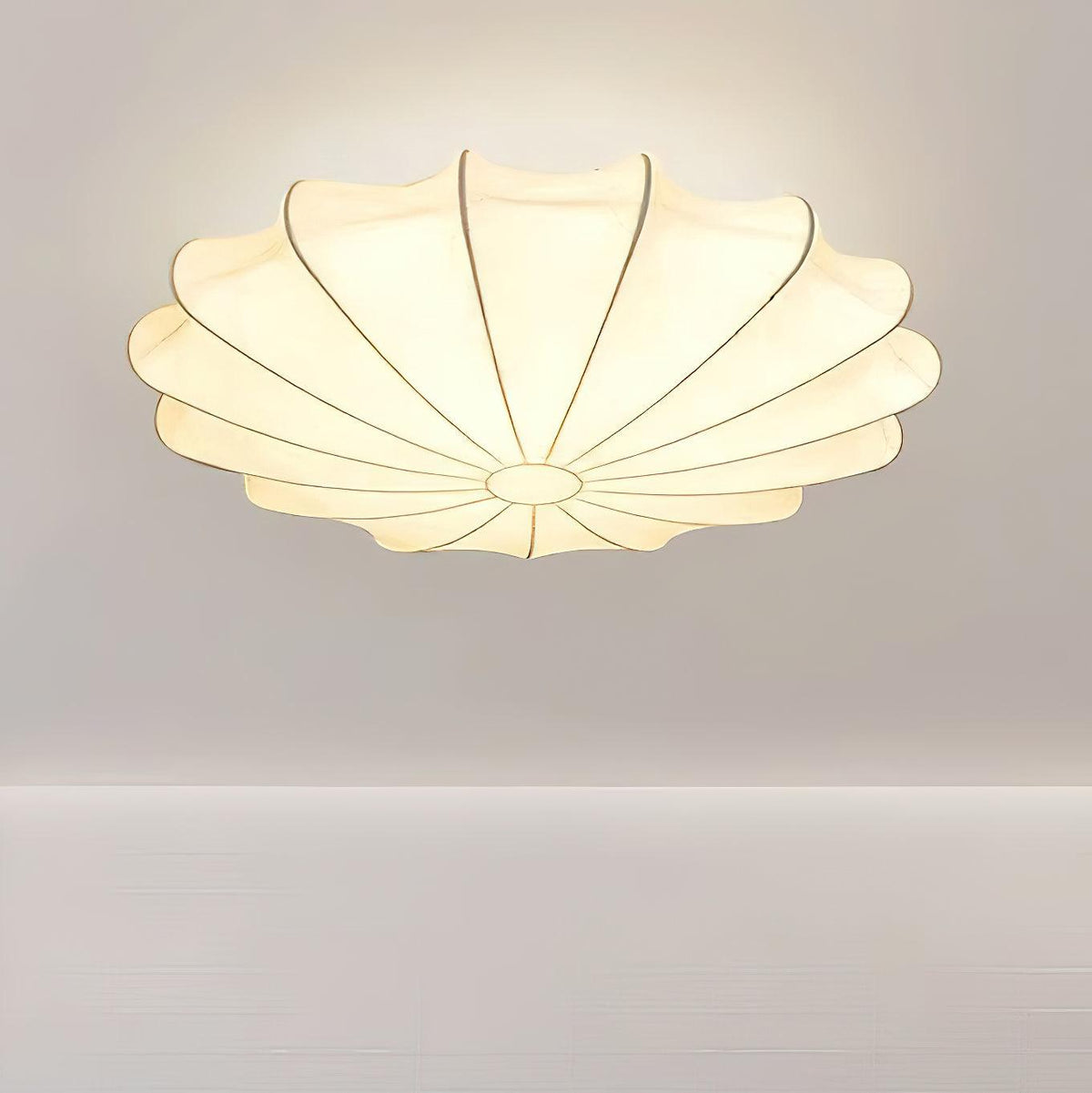 Flush Mount Pendant with Silk Shade White Metal Base for Bedroom Living Room Hallway Soft Glow E26 Socket 40W Compatible Wall or Ceiling Ins | Thomler