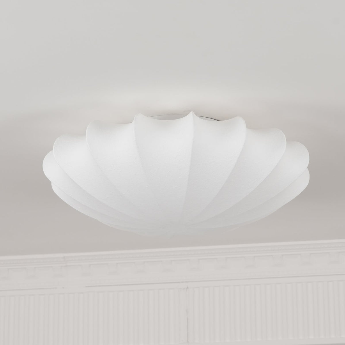 Flush Mount Pendant with Silk Shade White Metal Base for Bedroom Living Room Hallway Soft Glow E26 Socket 40W Compatible Wall or Ceiling Ins | Thomler