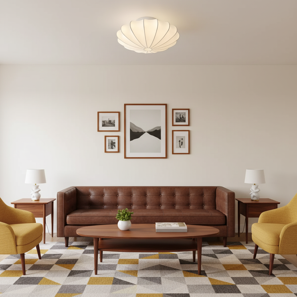 Flush Mount Pendant with Silk Shade White Metal Base for Bedroom Living Room Hallway Soft Glow E26 Socket 40W Compatible Wall or Ceiling Ins | Thomler