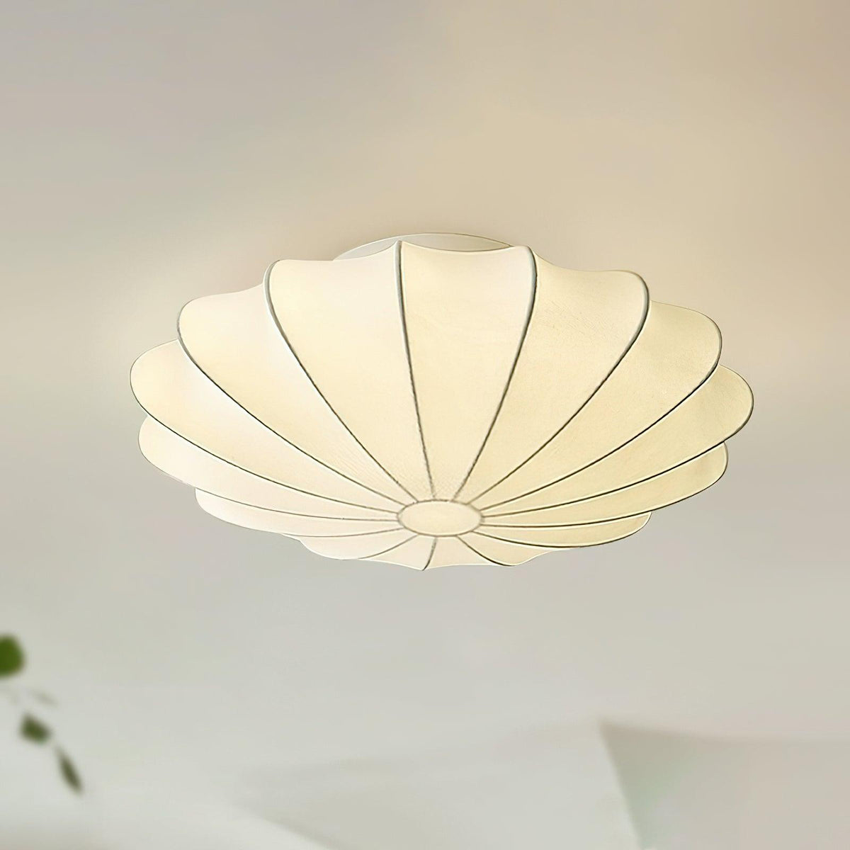 Flush Mount Pendant with Silk Shade White Metal Base for Bedroom Living Room Hallway Soft Glow E26 Socket 40W Compatible Wall or Ceiling Ins | Thomler