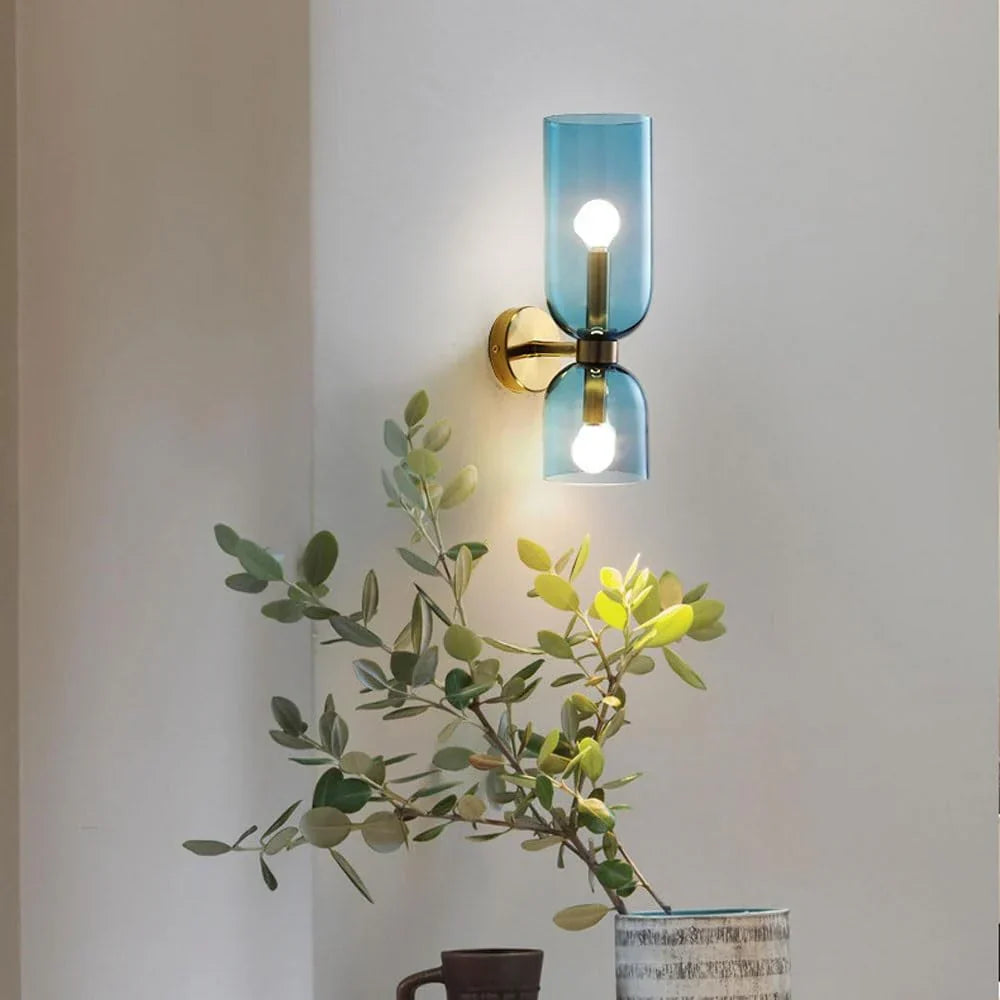 Dual-Arm Sconce with Clear Glass Shades 14 Inch Height Swivel Heads for Bedside Task Reading Hallway Entry Hardwired 110V E12 Socket Up to 4 | Thomler