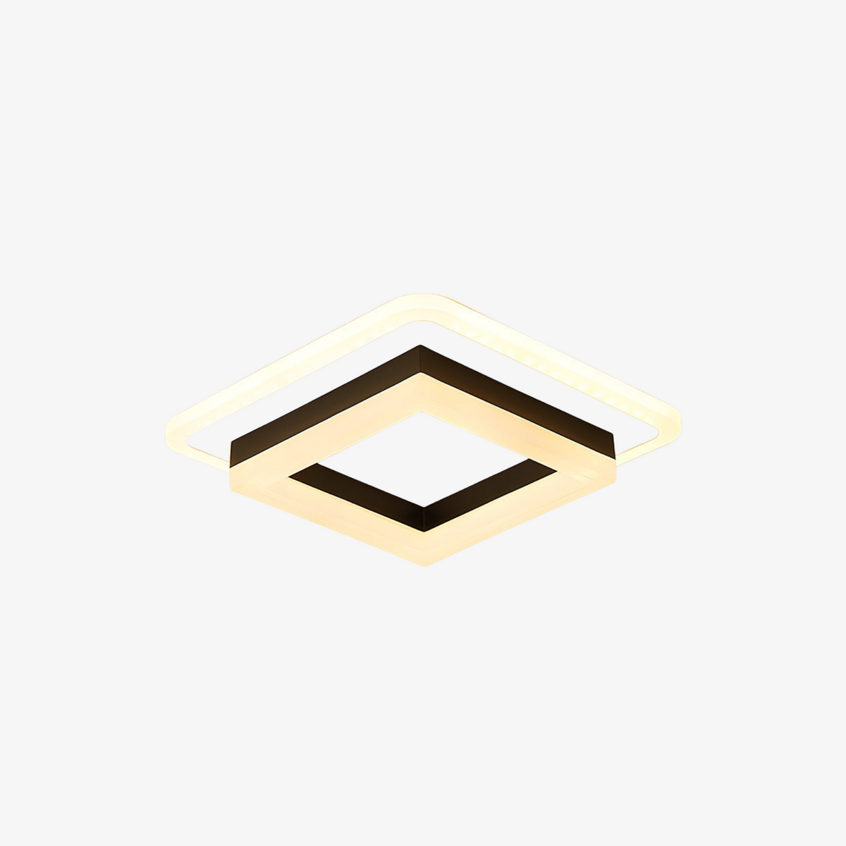 Square LED Flush Mount Ceiling Light 7.7 in Black Gold Modern Geometric Fixture for Bedroom Hallway Office Entryway Layered Frame Low Profil | Thomler