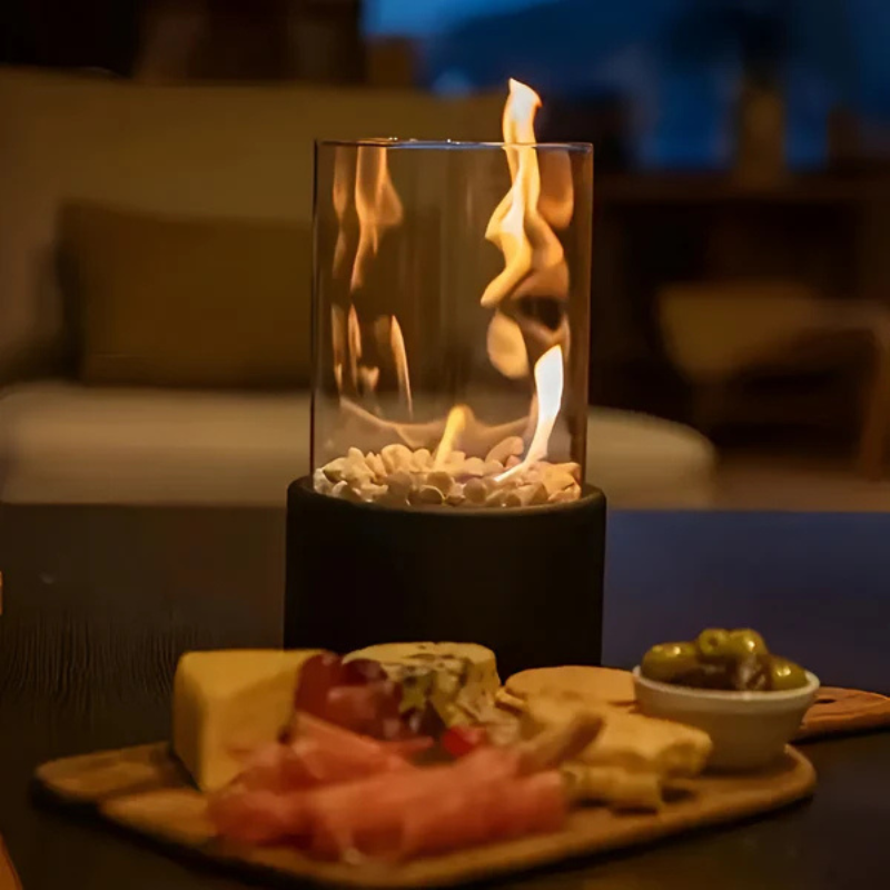 Tabletop Oil Lamp with Glass Chimney – Real Flame Ambient Lighting for Dinner Parties, Patios & Home Decor