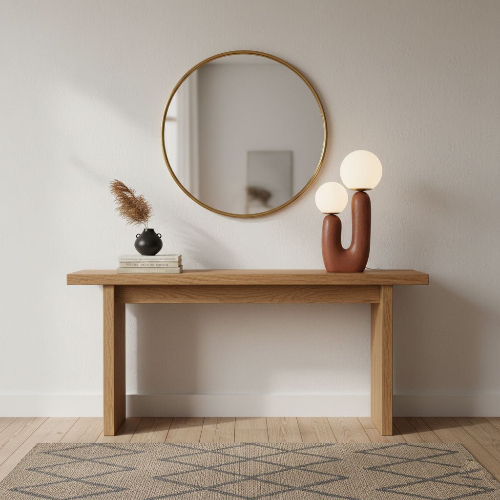 Hedendaagse G9 nachtkastlamp met glazen kap, 25 cm diameter, sculpturale polymeer bureaulamp voor thuiskantoor, slaapkamer, nachtkastje en lezen | Thomler