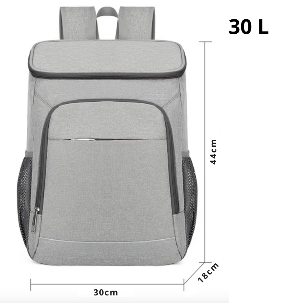 Isolierter Rucksack-Kühler 30L Grau Auslaufsicher Lebensmittel- & Getränkeaufbewahrung Gepolsterte Schultergurte Outdoor Wandern Angeln Camping Strand Picknick Tagesrucksack | Thomler