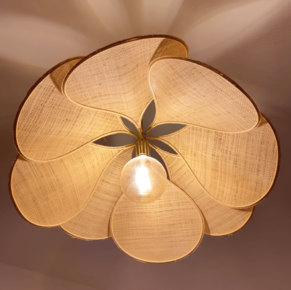 Hanging Ceiling Fixture Floral Textile Shade 31.5 Inch Diameter Cream Adjustable Cable E27 Socket Modern Vintage Dining Room Bedroom Lightin | Thomler