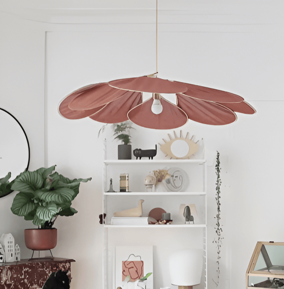 Hanging Ceiling Fixture Floral Textile Shade 31.5 Inch Diameter Cream Adjustable Cable E27 Socket Modern Vintage Dining Room Bedroom Lightin | Thomler