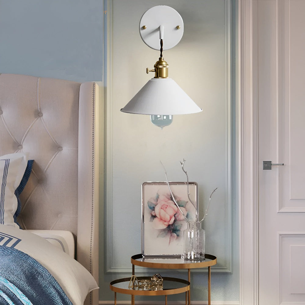 Industrial Sconce with Metal Cone Shade Gray Wall-Mount Task Light for Bedroom Hallway Reading Nook Adjustable Accent Lamp Retro Decor | Thomler