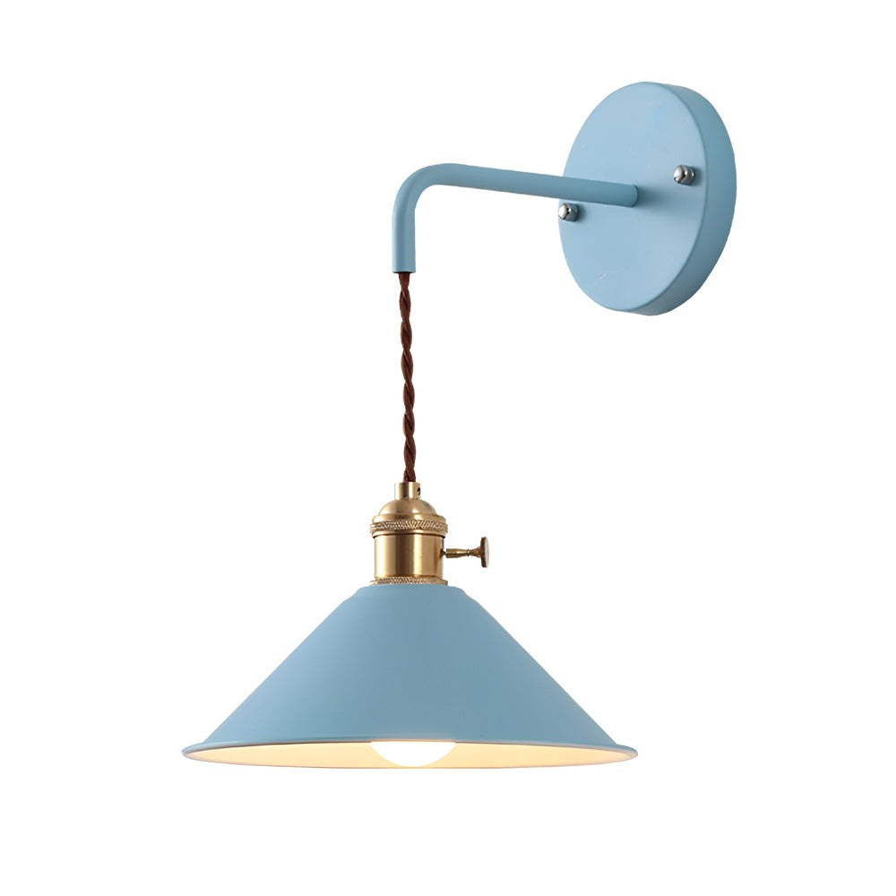 Industrial Sconce with Metal Cone Shade Gray Wall-Mount Task Light for Bedroom Hallway Reading Nook Adjustable Accent Lamp Retro Decor | Thomler