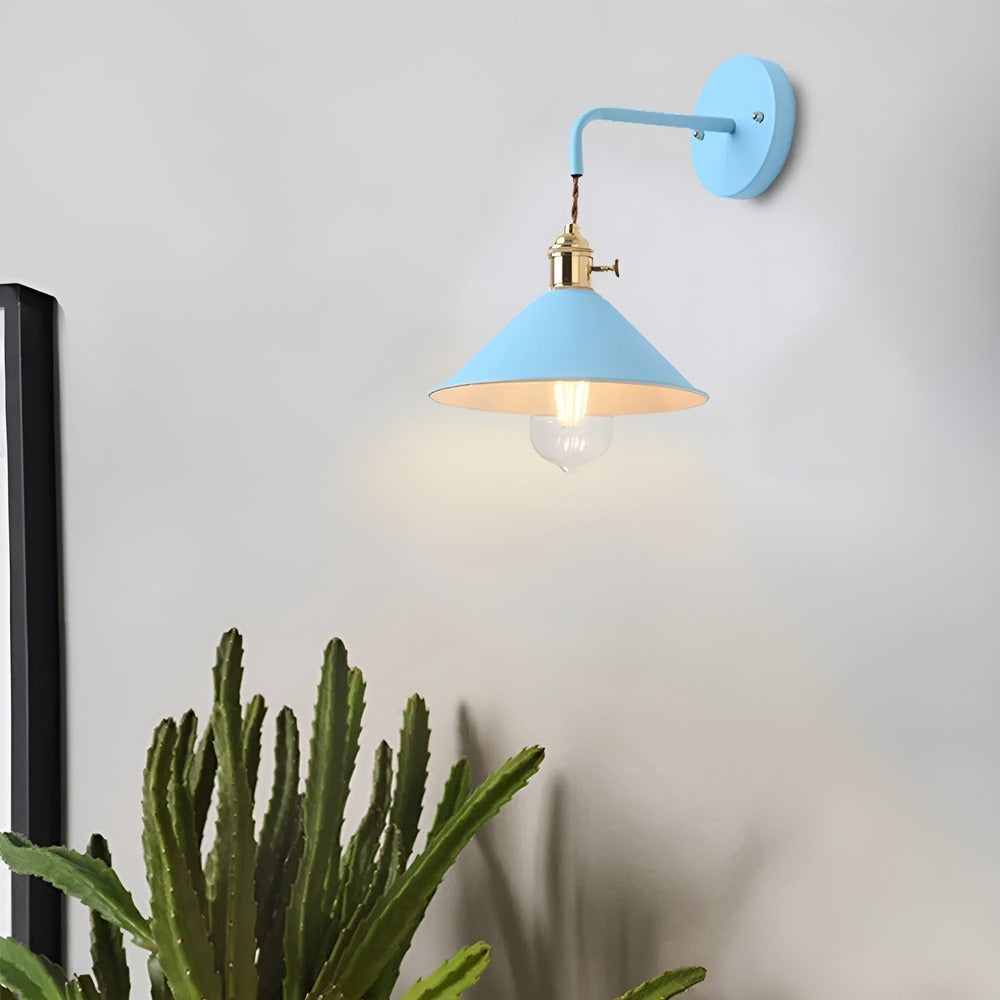 Industrial Sconce with Metal Cone Shade Gray Wall-Mount Task Light for Bedroom Hallway Reading Nook Adjustable Accent Lamp Retro Decor | Thomler