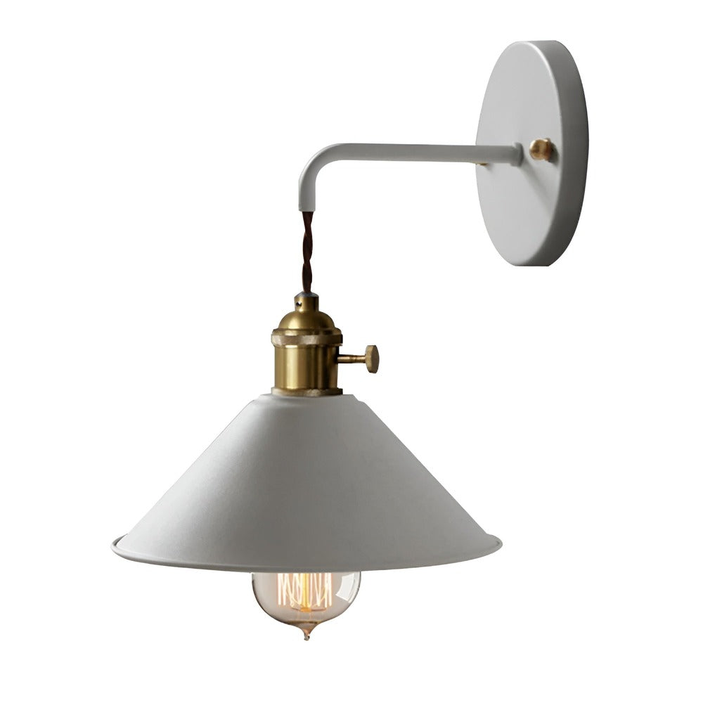 Industrial Sconce with Metal Cone Shade Gray Wall-Mount Task Light for Bedroom Hallway Reading Nook Adjustable Accent Lamp Retro Decor | Thomler
