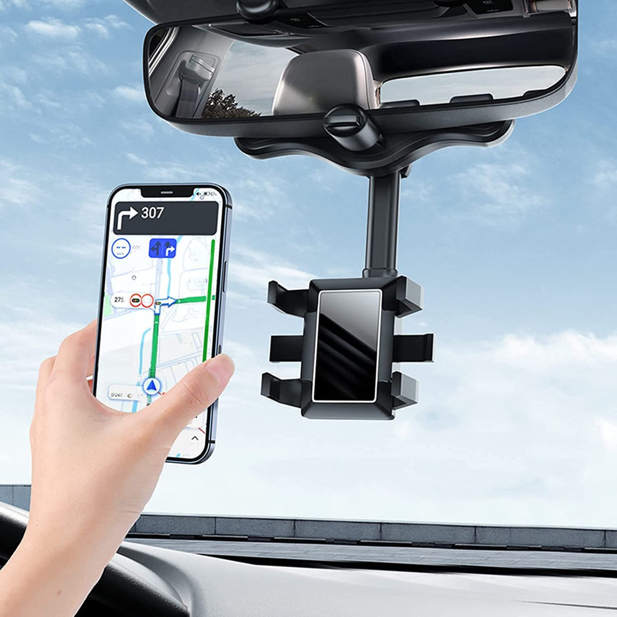 Soporte universal para teléfono manos libres para espejo retrovisor de coche