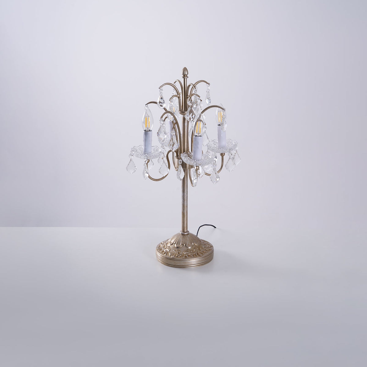 Crystal Chandelier-Style Table Lamp with Metal Frame for Bedroom & Living Room Lighting | 22 in Height Decorative Accent Light for Nightstan | Thomler