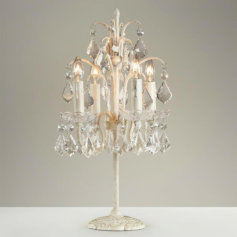 Crystal Chandelier-Style Table Lamp with Metal Frame for Bedroom & Living Room Lighting | 22 in Height Decorative Accent Light for Nightstan | Thomler