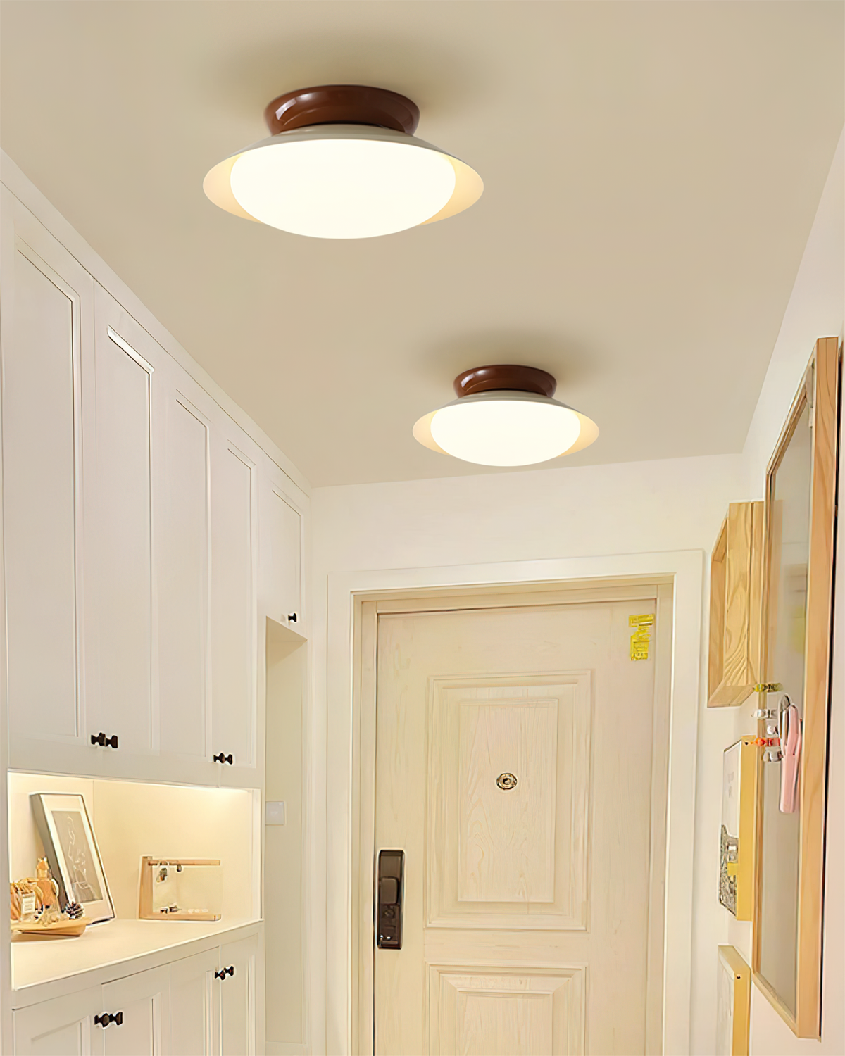 Lámpara de techo LED empotrable de 10 pulgadas con estructura metálica verde y marrón para cocina, baño o patio cubierto