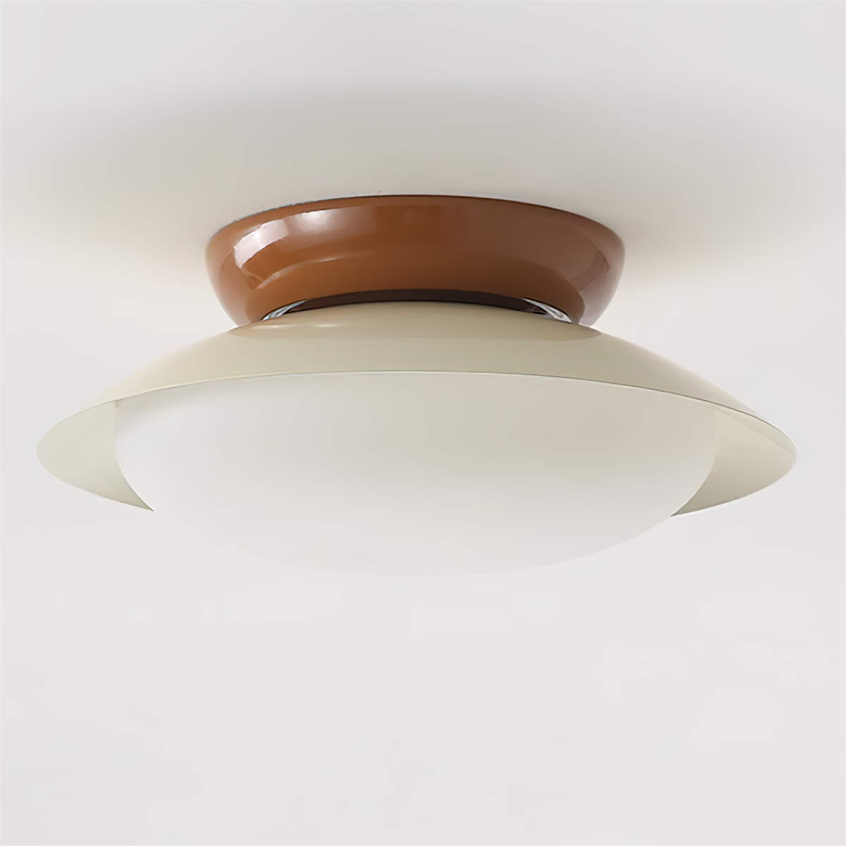 Lámpara de techo LED empotrable de 10 pulgadas con estructura metálica verde y marrón para cocina, baño o patio cubierto