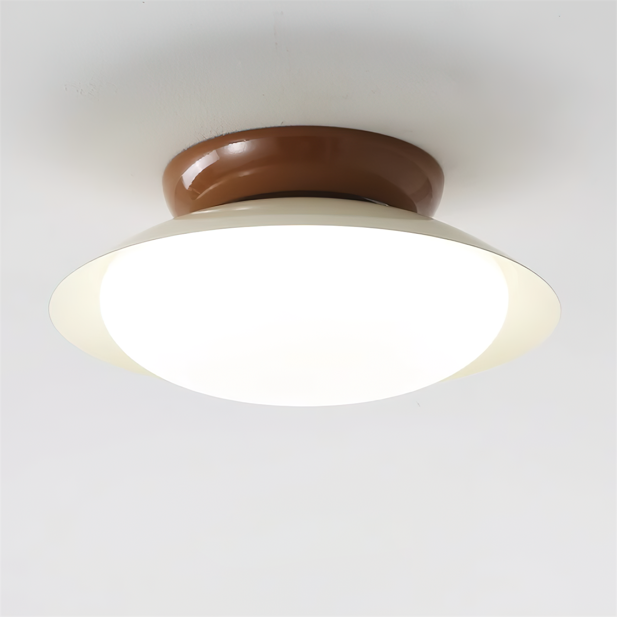 Lámpara de techo LED empotrable de 10 pulgadas con estructura metálica verde y marrón para cocina, baño o patio cubierto