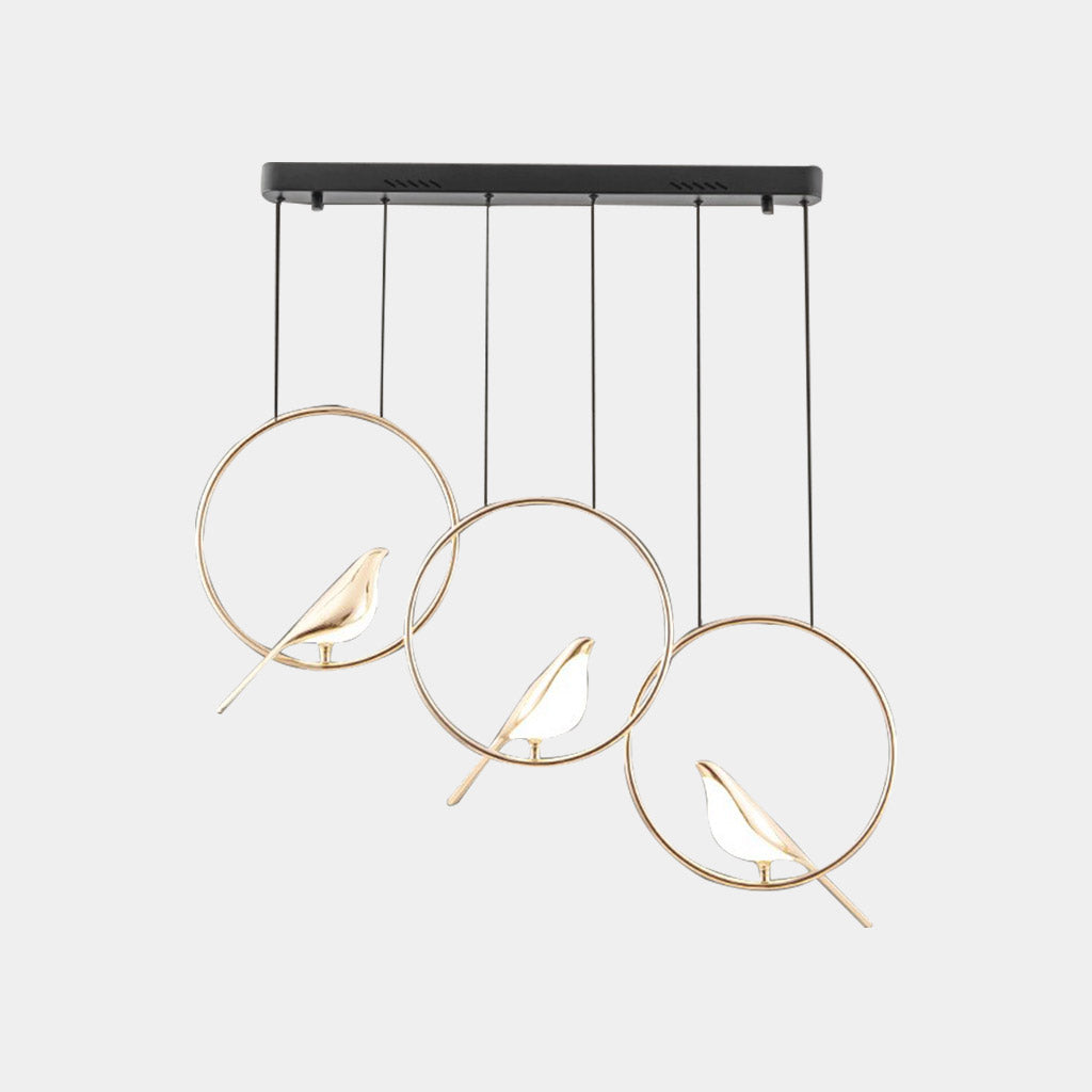 LED Ceiling Fixture Bird-Motif Metal Frame 35-Inch Warm Glow Overhead Lighting for Dining Room Bedroom Kitchen Island Modern Statement Piece | Thomler