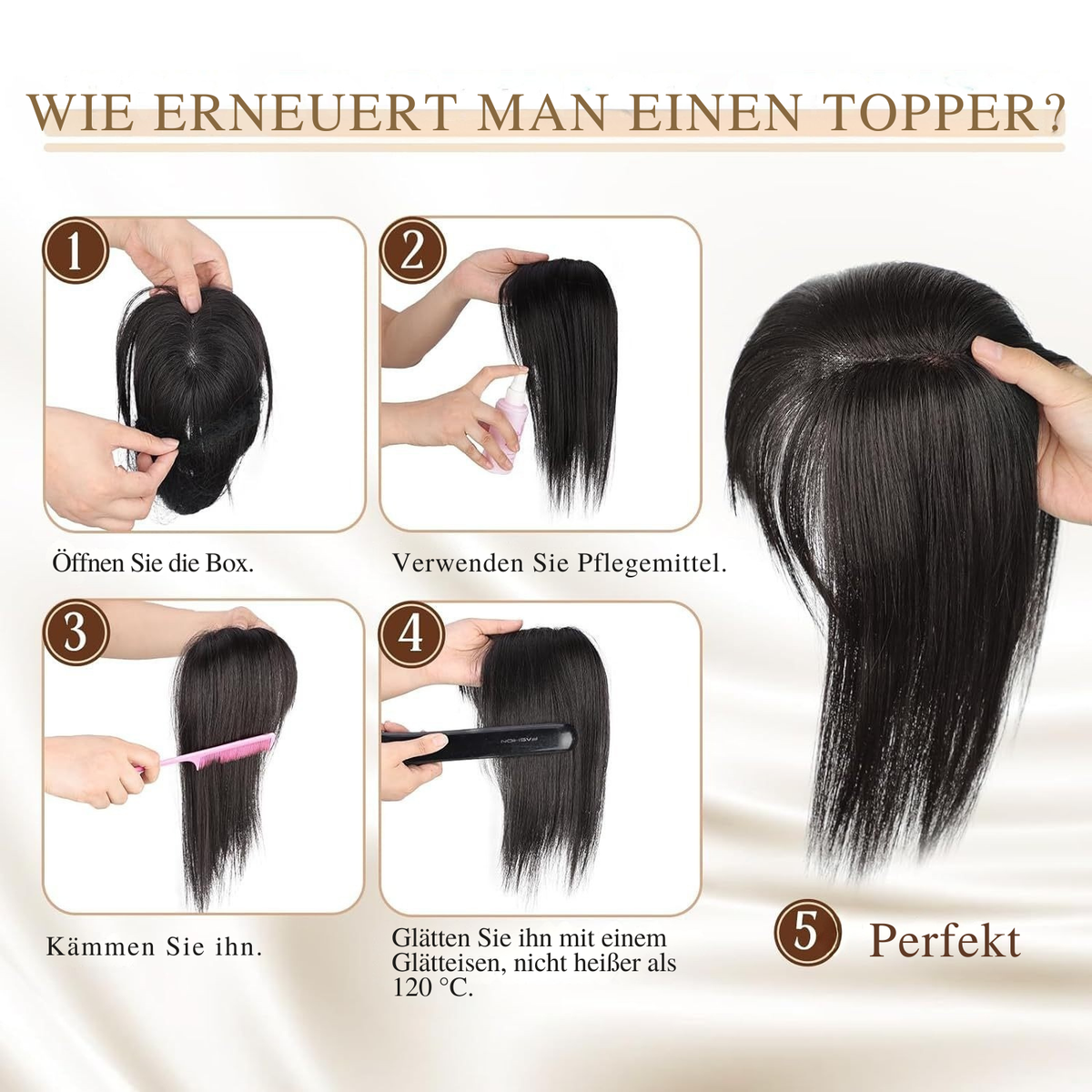 Clip-in Pony-Haarteil mit seitlich gestuften Strähnen – Sofortiger Pony-Look für jeden Anlass | Natürliche Textur, hitzebeständig | Thomler