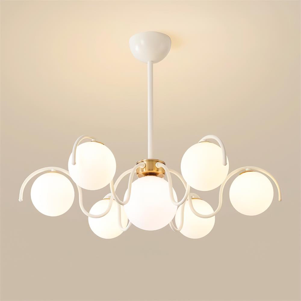 Glazen plafondlamp met meerdere armen, 30 inch breedte, rode metalen kroonluchter voor kookeiland, moderne takvormige hanglamp voor boven de eettafel, voor binnengebruik | Thomler