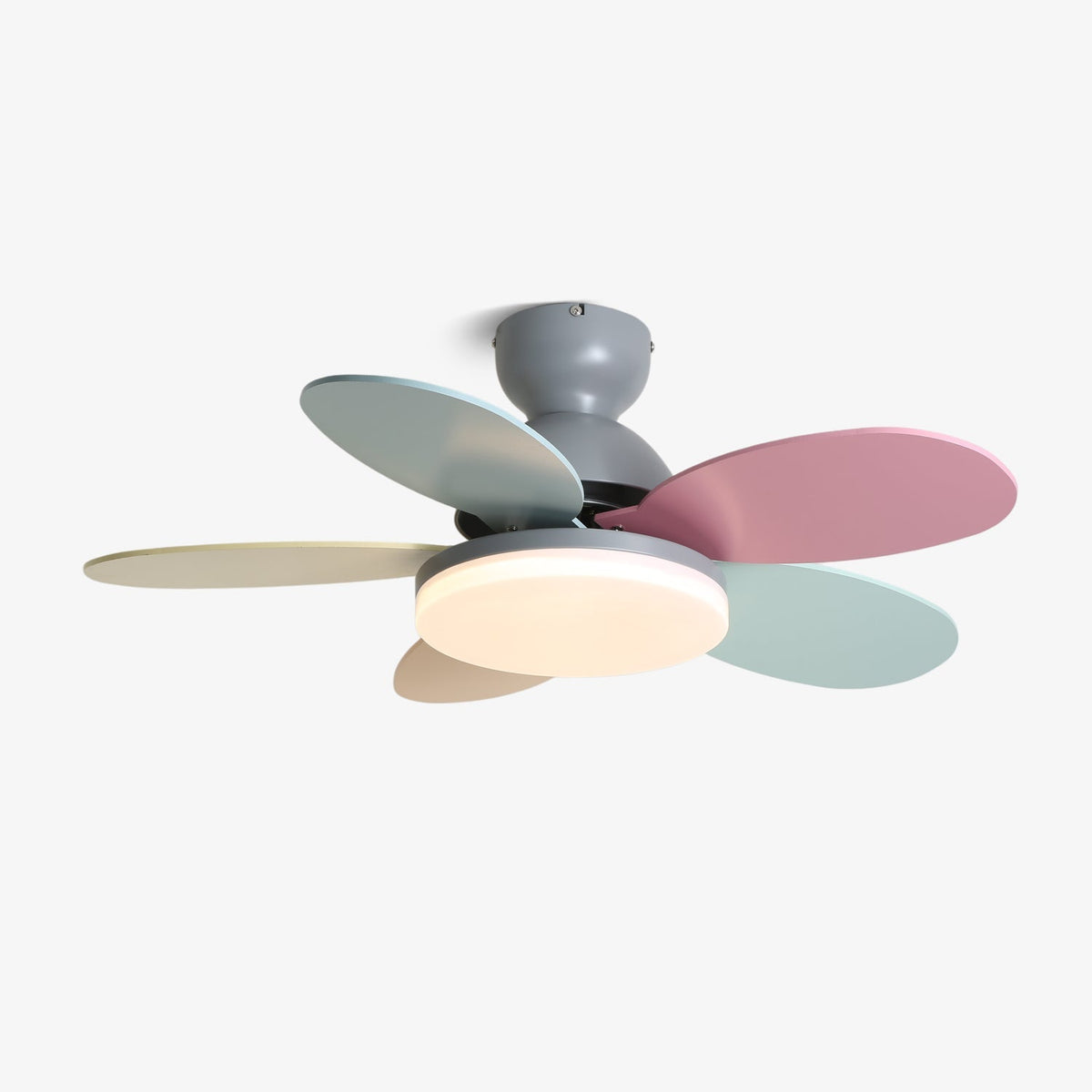 Ventilador de techo para interiores con luz LED, 35 pulgadas, aspas de madera con diseño curvo, 6 velocidades, control remoto, motor de CC para sala de estar, dormitorio, comedor, gris