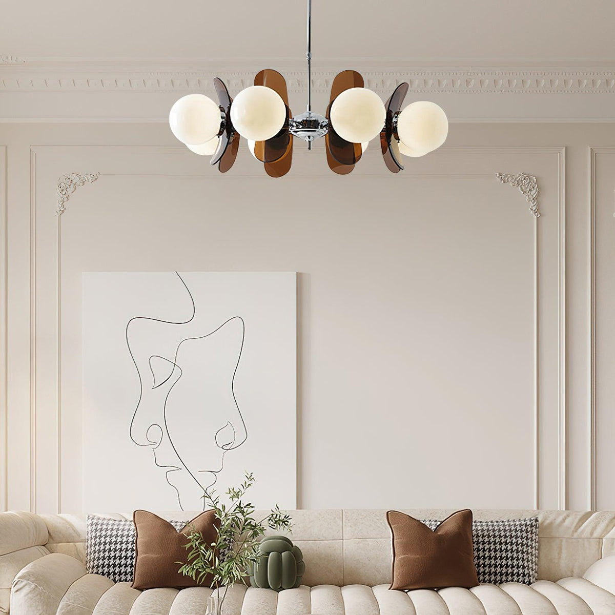 IJzeren glazen plafondlamp voor eetkamer, moderne armatuur met meerdere lichtbronnen, verstelbare hangkroonluchter voor keukeneiland, woonkamer, hal | Thomler