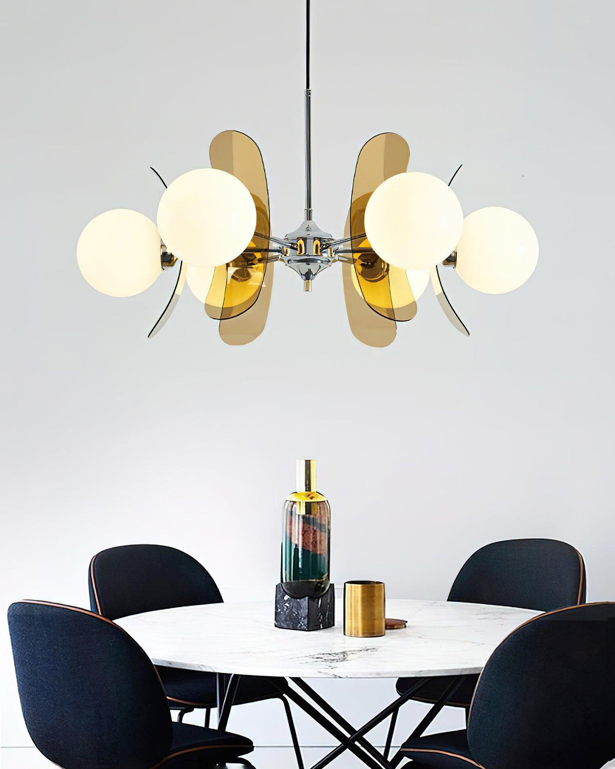 IJzeren glazen plafondlamp voor eetkamer, moderne armatuur met meerdere lichtbronnen, verstelbare hangkroonluchter voor keukeneiland, woonkamer, hal | Thomler