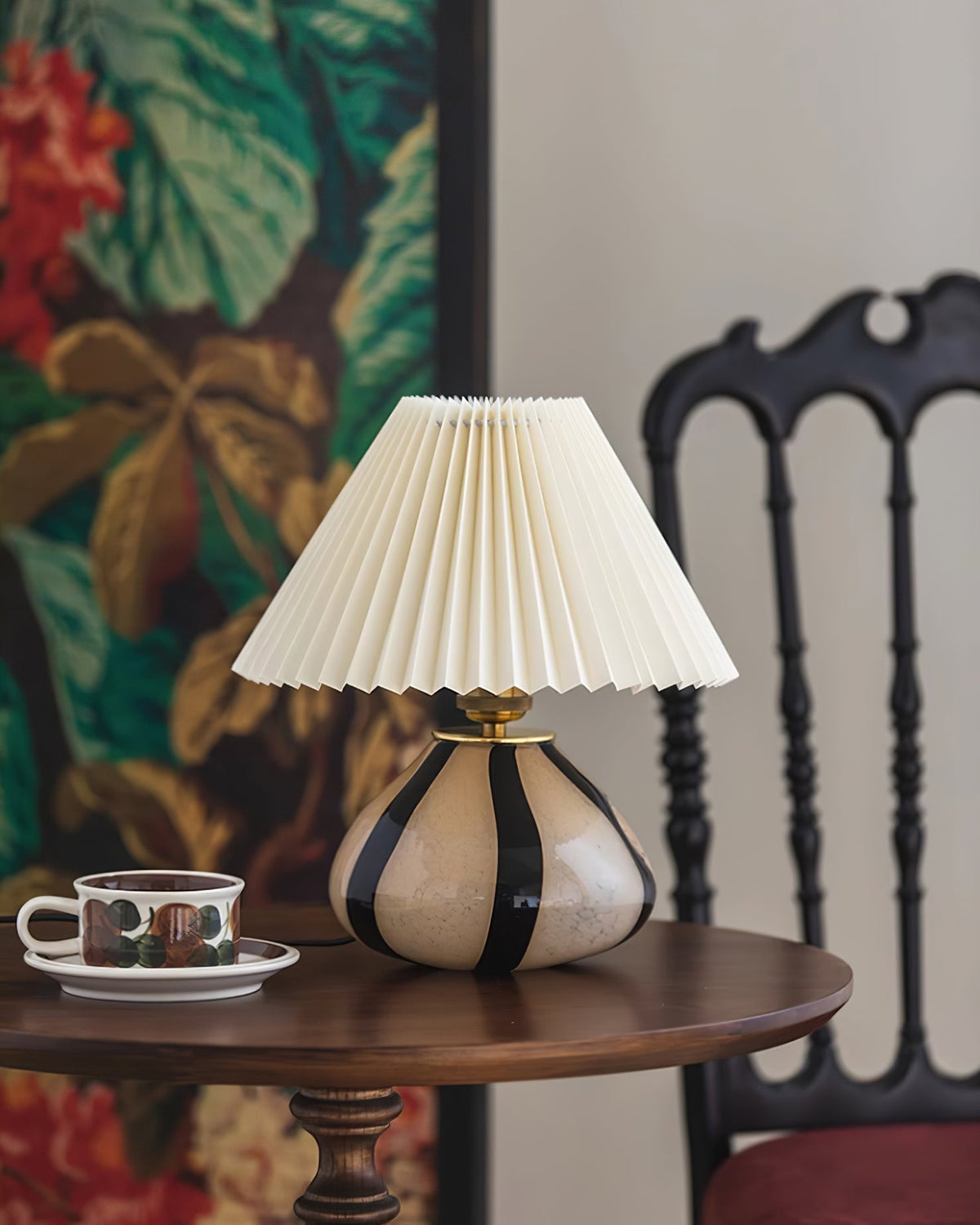 Plug-In Bedside Lamp with Push-Button Switch – 12 in Glass Shade Accent Light for Nightstand, Desk