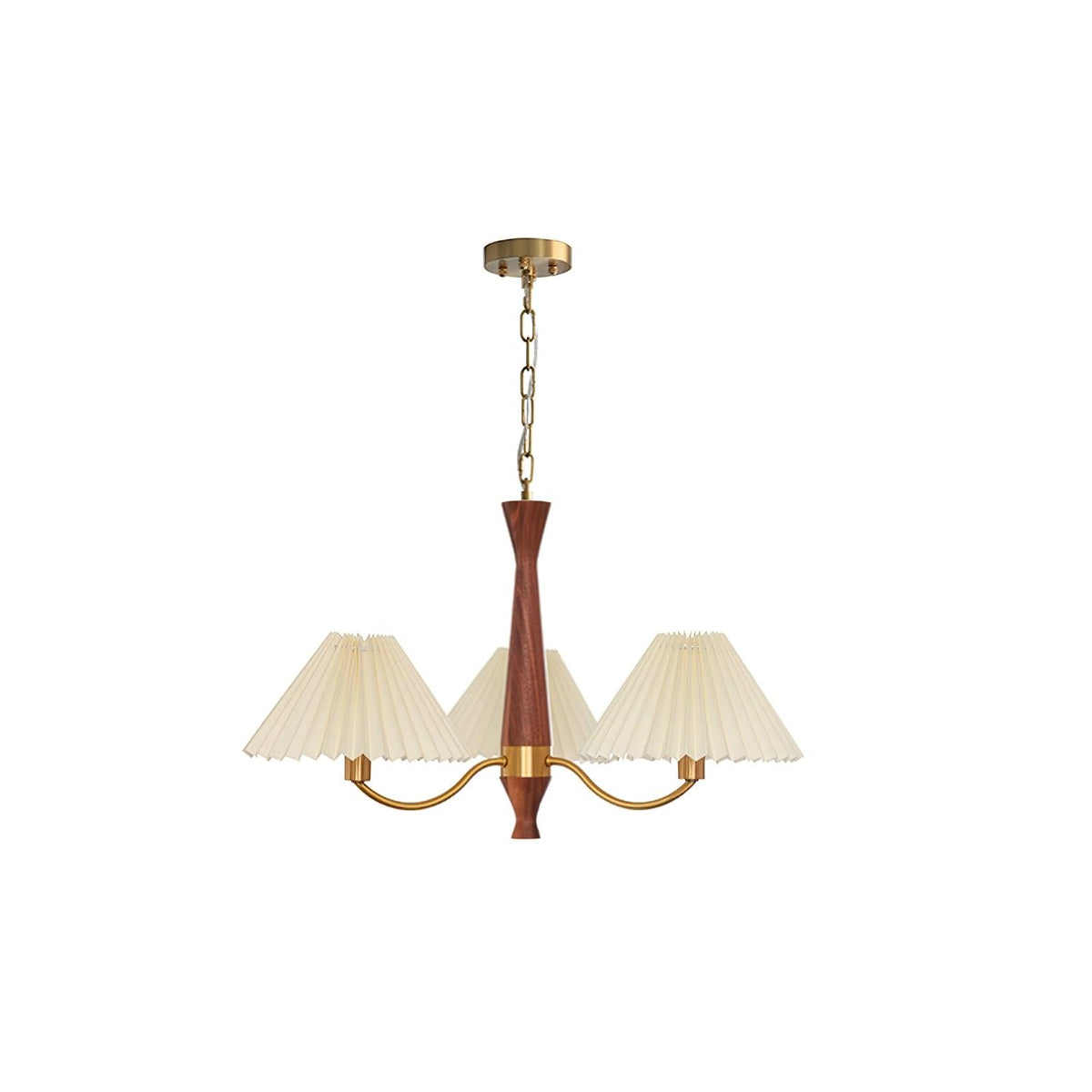 Overheadstoffen kaparmatuur met gebogen armen voor eettafels & open keukens – Essenhout & ijzeren frame met verstelbare ketting in beige | Thomler