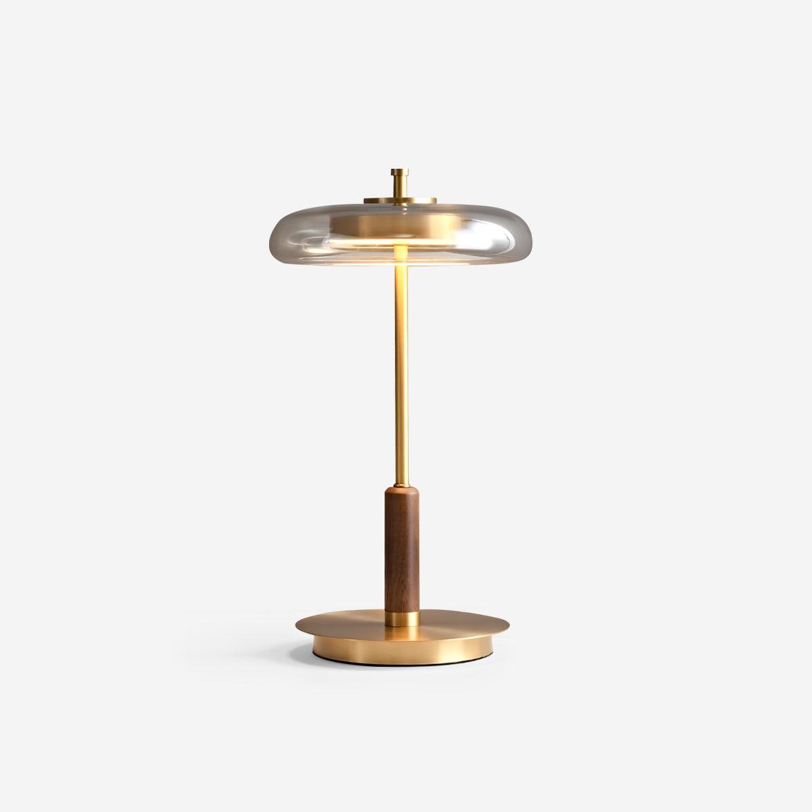 Amber Glass Bedside Lamp with Brass Base 8.6 in Diameter Warm Glow 7W LED Lighting Nightstand Accent for Bedroom Office Contemporary Decorat | Thomler