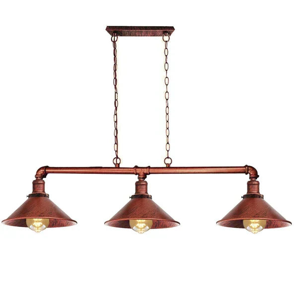 Triple Socket Industrial Overhead Fixture Metal 47 in × 40 in Rustic Red for Dining Kitchen Island Bar Restaurant Loft | Thomler
