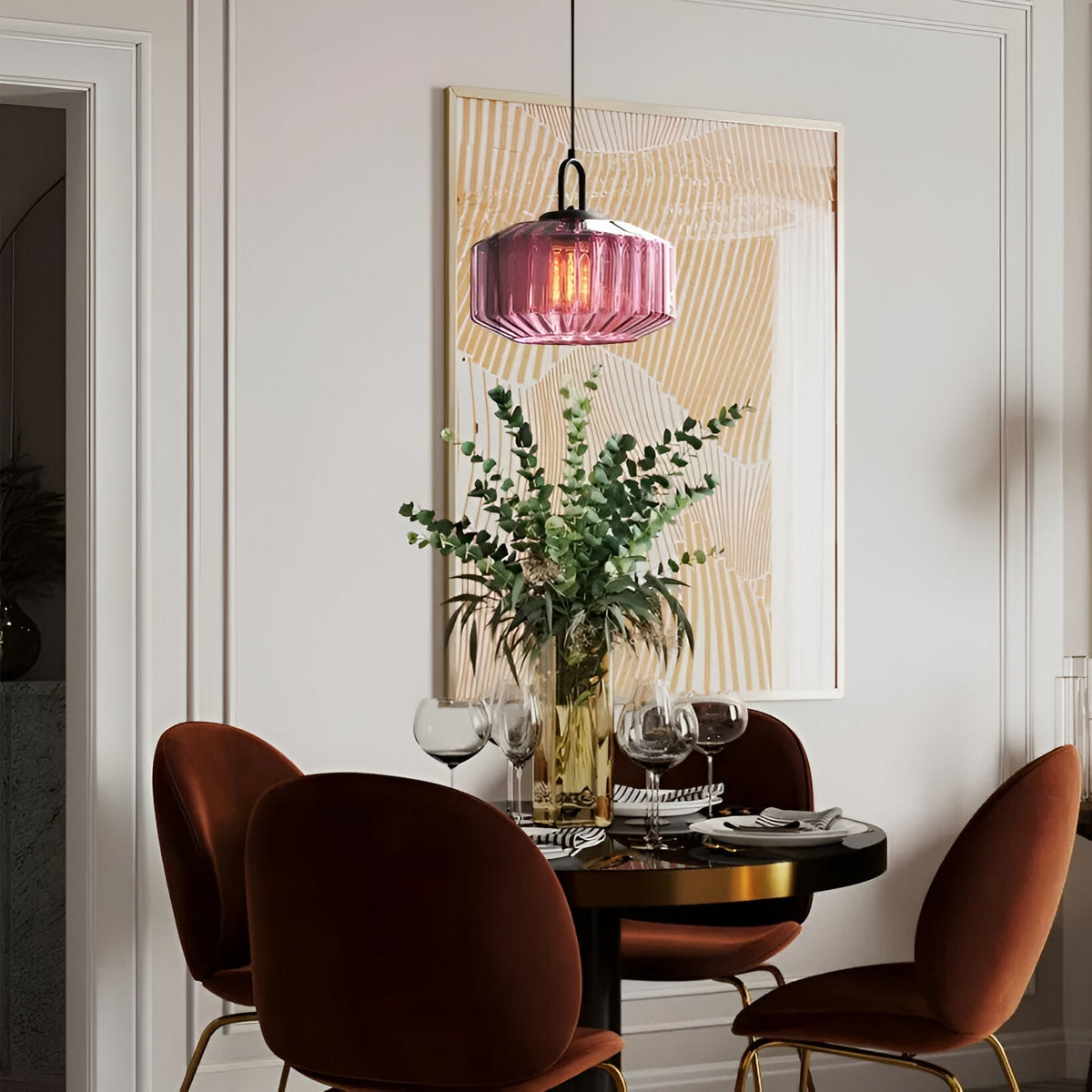 Glas-in-lood plafondarmatuur 11 inch kap E27 fitting in hoogte verstelbaar zachte gloed boven kookeiland tafel nachtkastje veelzijdig accent voor Conte | Thomler