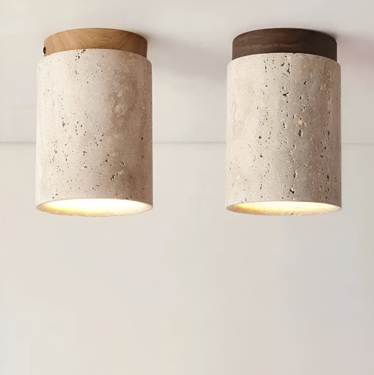 Flush Mount Stone Ceiling Light 4.3 Inch Beige Round Fixture Low Profile Bedroom Hallway Kitchen Entryway Soft Ambient Glow E27 Socket Natur | Thomler