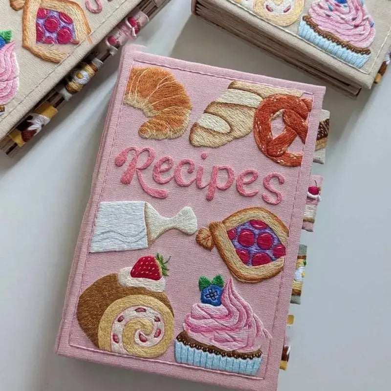 Hand-Embroidered Recipe Journal with Splash-Resistant Pages for Home Cooks & Meal Planning | Thomler