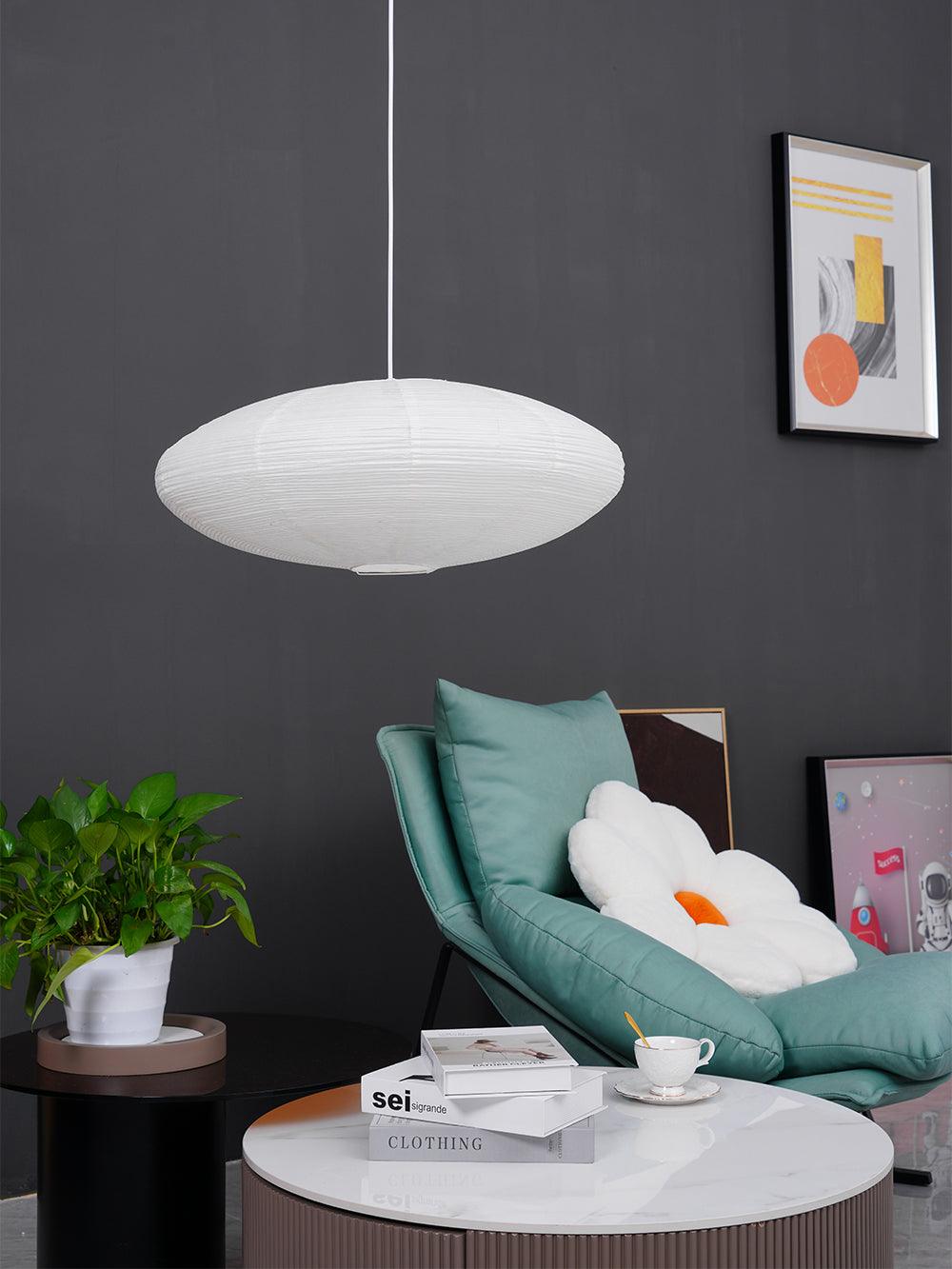 Handmade Rice Paper Sphere Pendant Lamp for Dining Room & Bedroom | Sculptural Ceiling Fixture with Adjustable Cord | E26 Edison Bulb Compat