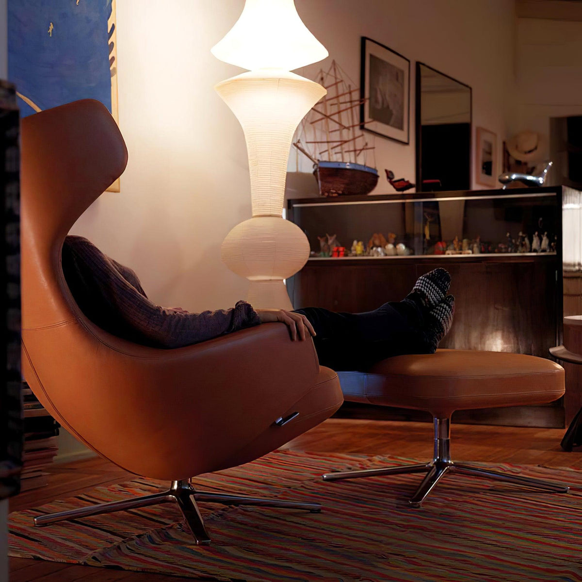 Lámpara de techo artesanal de papel con pantalla cilíndrica blanca, luminaria colgante con casquillo E26/E27 para dormitorio, sala de estar y comedor, luz ambiental moderna | Thomler