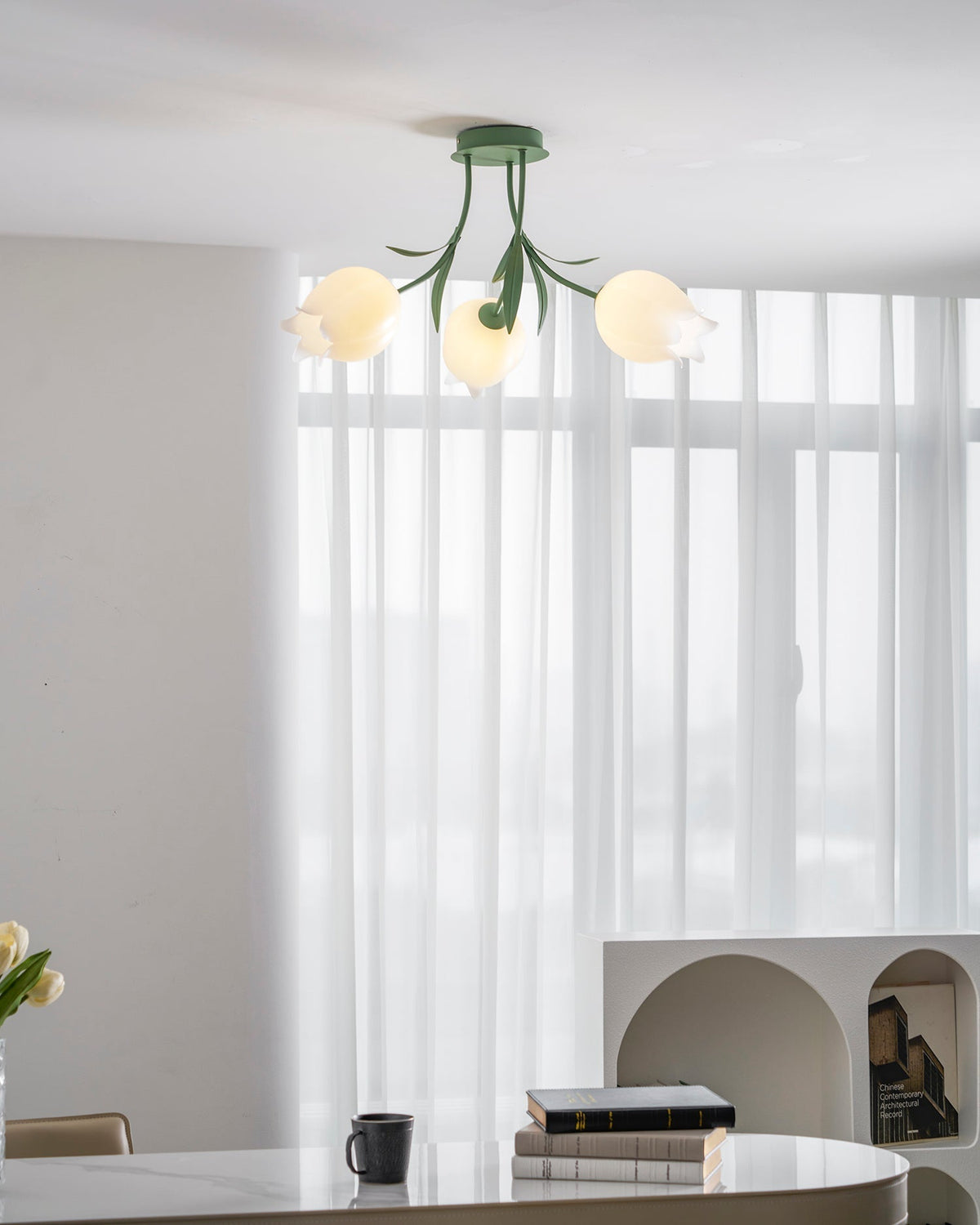 Flush Mount Floral Ceiling Light Fixture with Multi-Head LED Design for Bedroom, Living Room