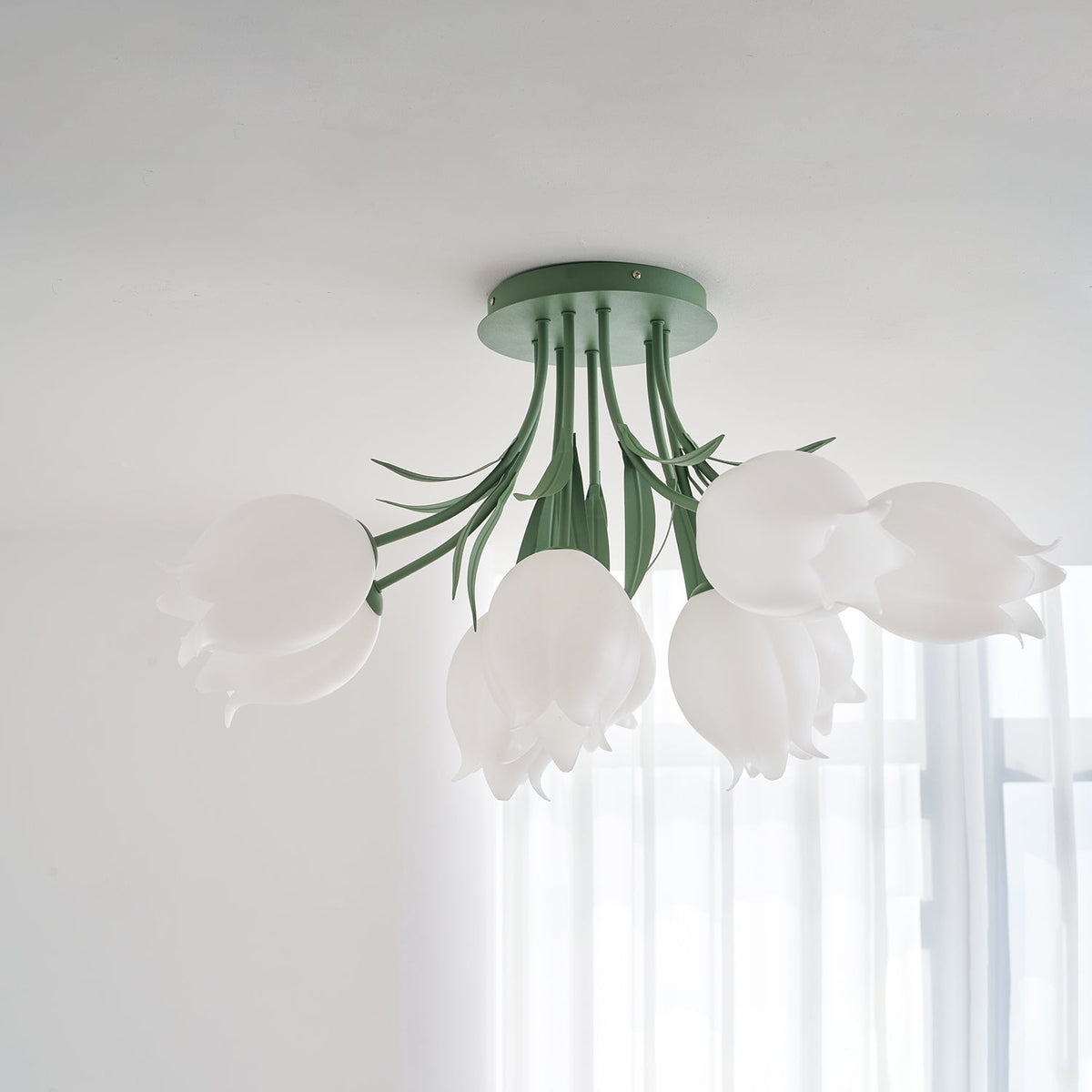 Flush Mount Floral Ceiling Light Fixture with Multi-Head LED Design for Bedroom, Living Room