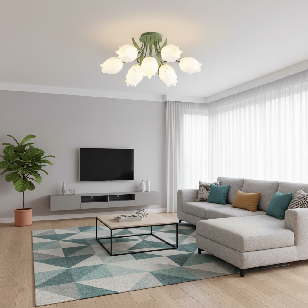 Flush Mount Floral Ceiling Light Fixture with Multi-Head LED Design for Bedroom, Living Room