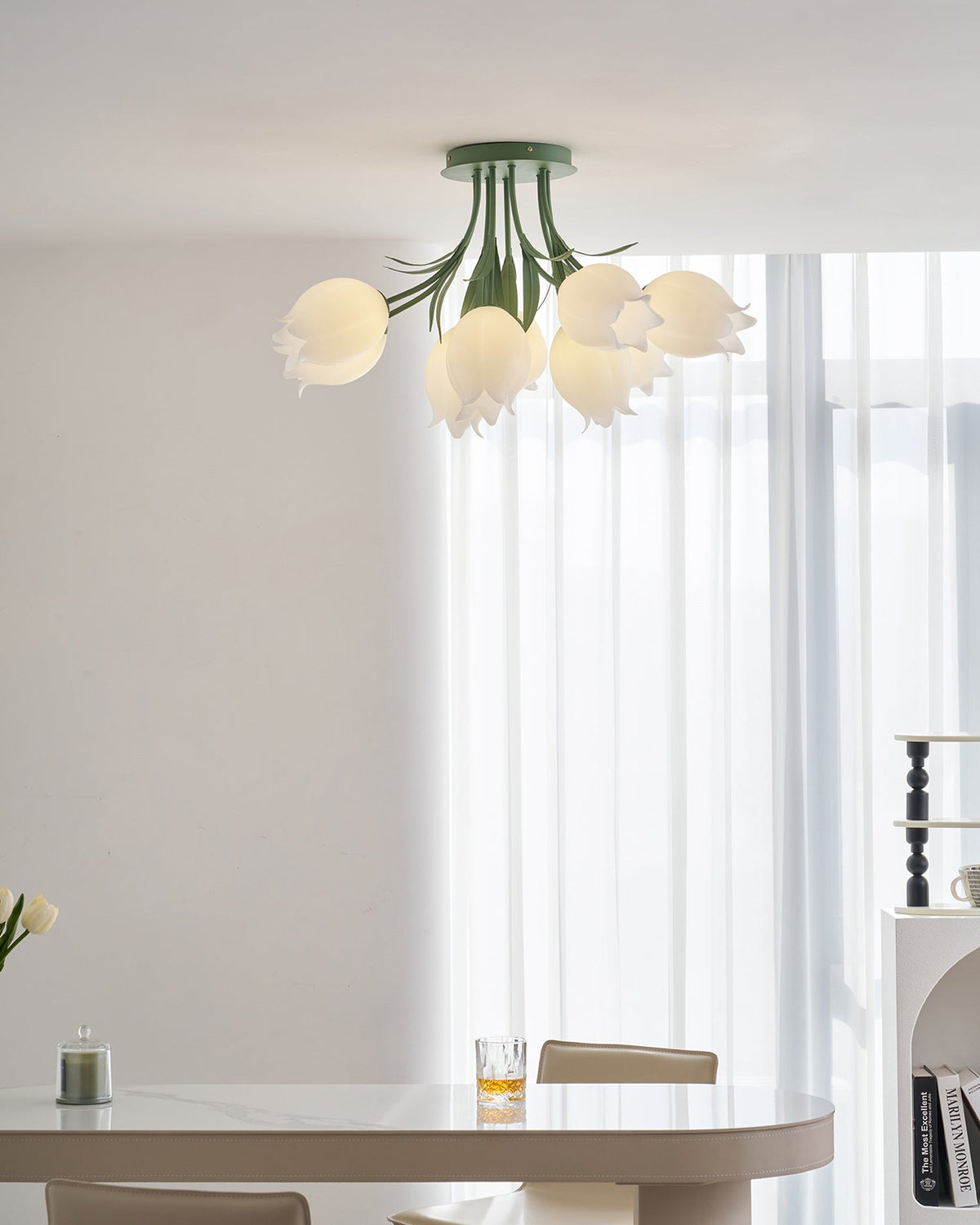 Flush Mount Floral Ceiling Light Fixture with Multi-Head LED Design for Bedroom, Living Room