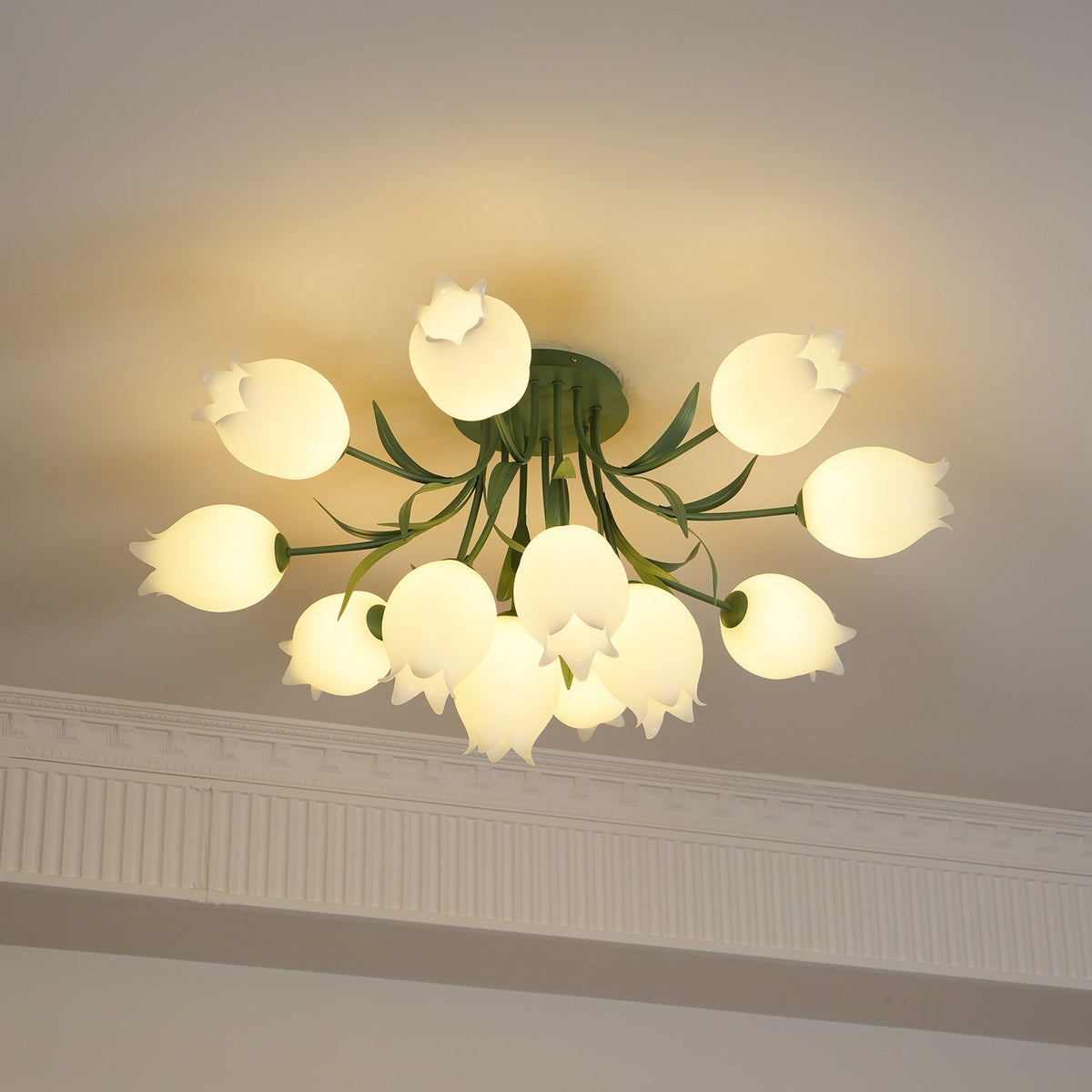 Flush Mount Floral Ceiling Light Fixture with Multi-Head LED Design for Bedroom, Living Room