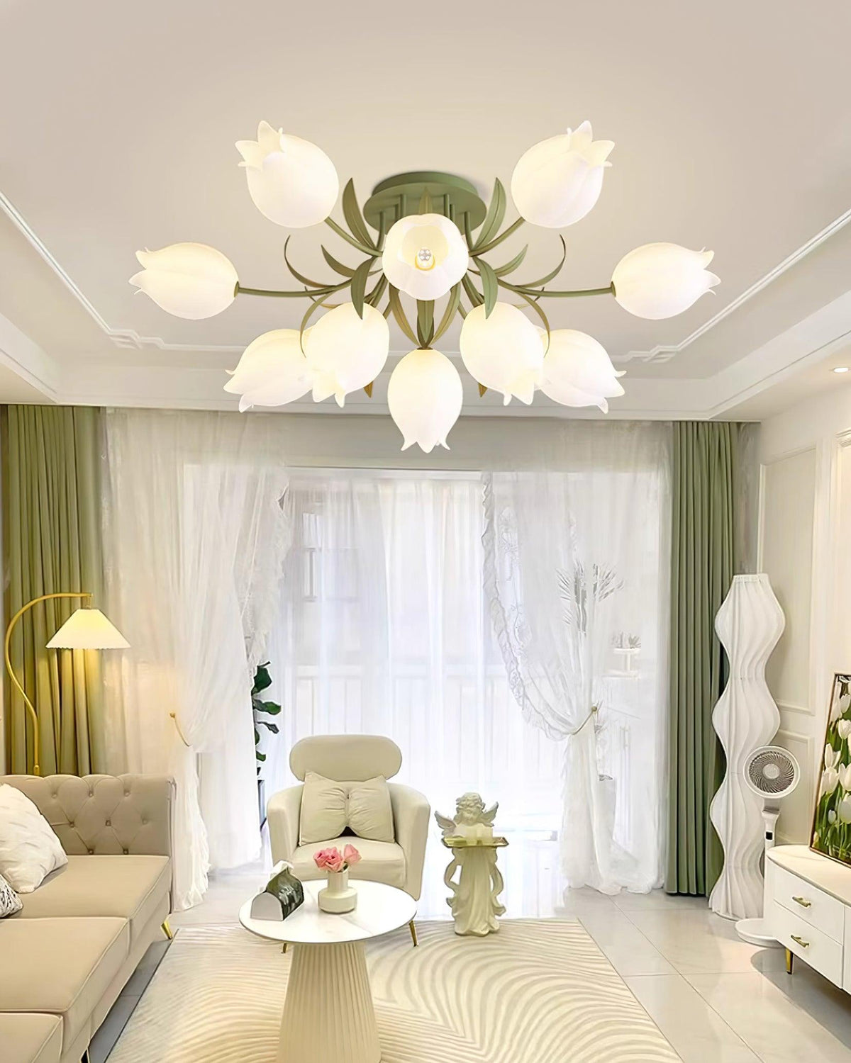 Flush Mount Floral Ceiling Light Fixture with Multi-Head LED Design for Bedroom, Living Room