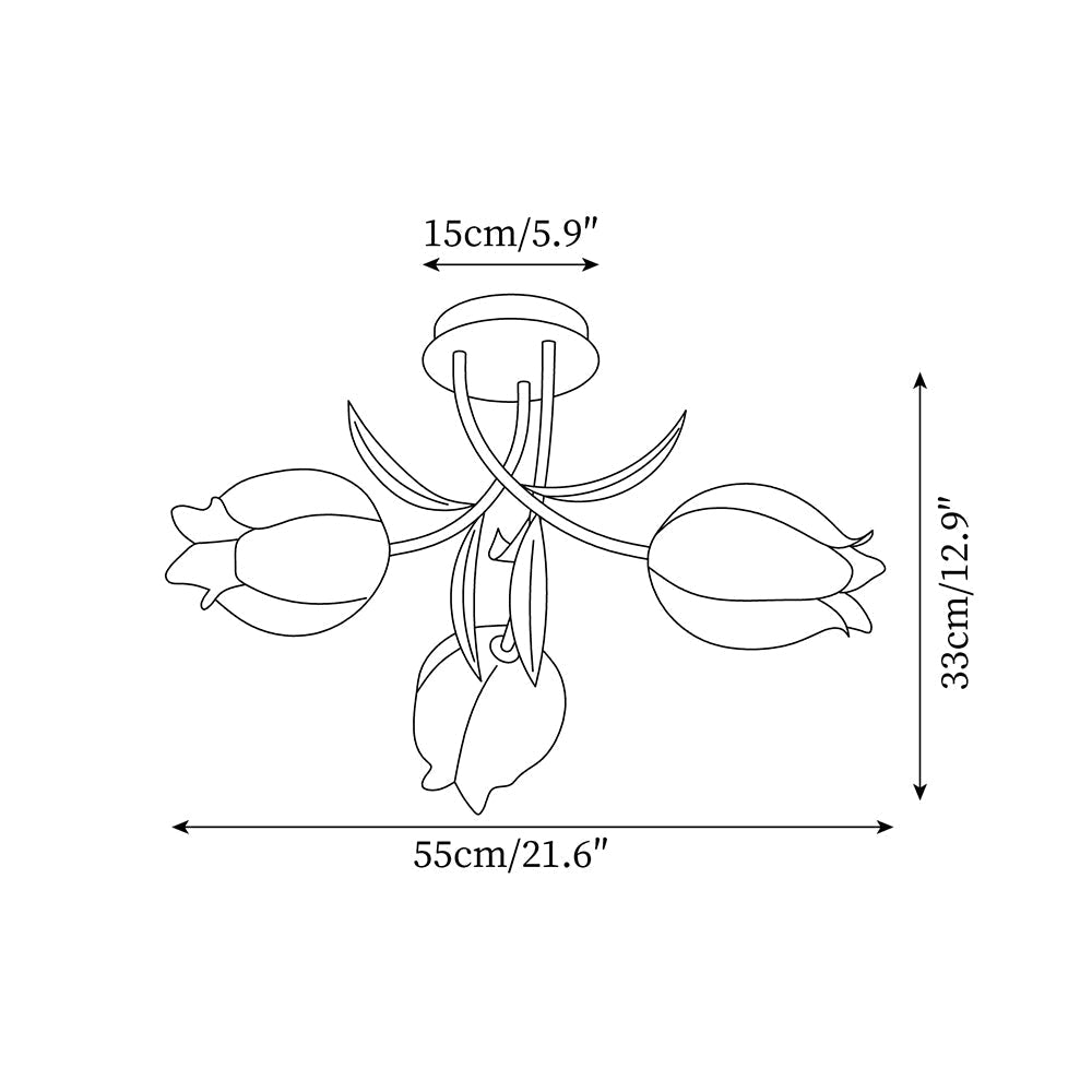 Flush Mount Floral Ceiling Light Fixture with Multi-Head LED Design for Bedroom, Living Room