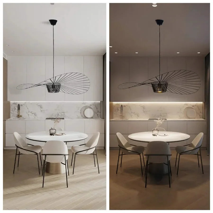 Adjustable Hanging Light Metal & Fabric for Dining Table Kitchen Island Modern Ceiling Fixture E27 Socket Wide Shade Contemporary Home Decor | Thomler
