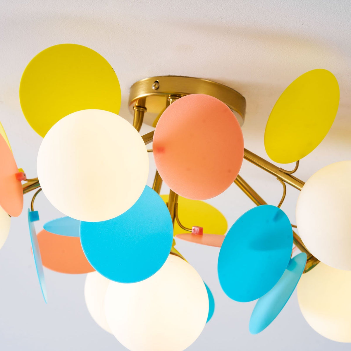 Lámpara de techo de montaje empotrado en colores pastel de 10 pulgadas de diámetro, de metal y acrílico, para habitación de niños, dormitorio, oficina, hogar, guardería, iluminación superior para espacios pequeños
