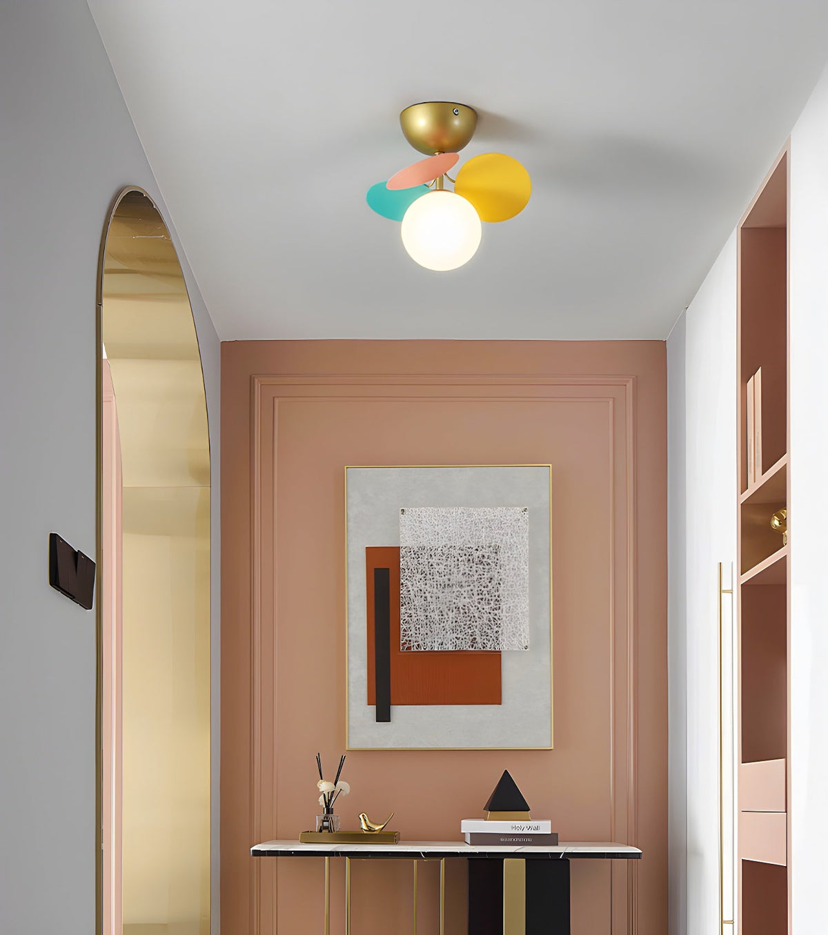 Lámpara de techo de montaje empotrado en colores pastel de 10 pulgadas de diámetro, de metal y acrílico, para habitación de niños, dormitorio, oficina, hogar, guardería, iluminación superior para espacios pequeños