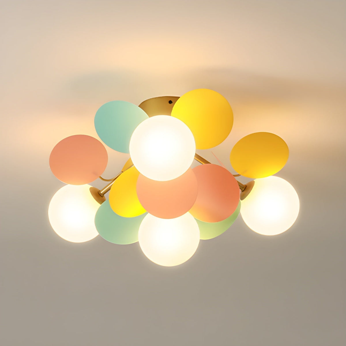 Lámpara de techo de montaje empotrado en colores pastel de 10 pulgadas de diámetro, de metal y acrílico, para habitación de niños, dormitorio, oficina, hogar, guardería, iluminación superior para espacios pequeños