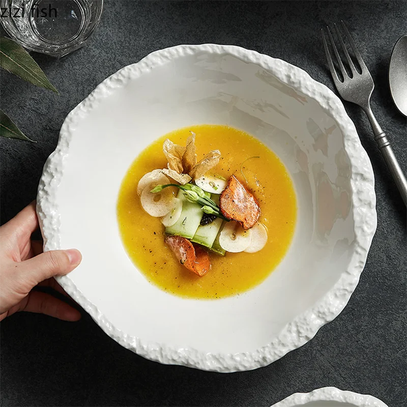 Rustic Ceramic Serving Bowl for Salads, Grains & Family Meals - Porcelain Dinnerware for Everyday & Special Occasions - Dishwasher Safe | Thomler